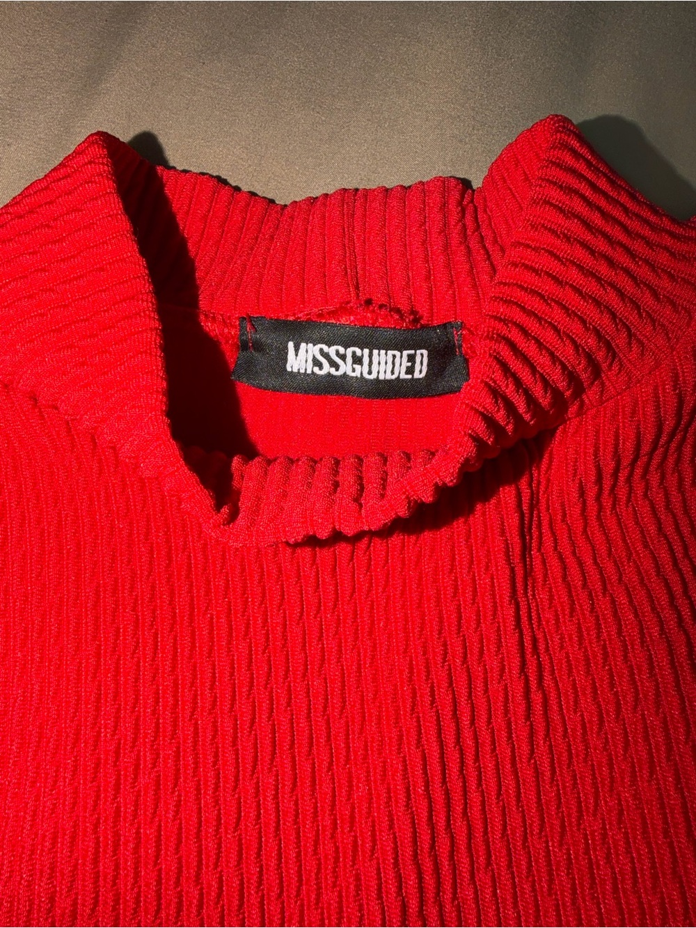 Missguided Red Ribbed Turtleneck Sweater